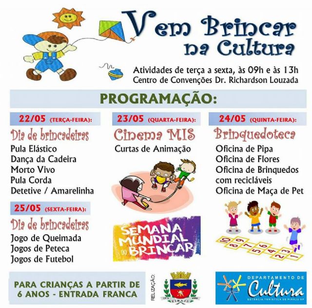Departamento Municipal de Cultura realiza atividades da Semana Mundial do Brincar